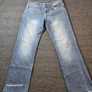 Helix Relaxed Straight Leg Jeans Mens 32x34 Medium Wash Denim Contrast Stitch